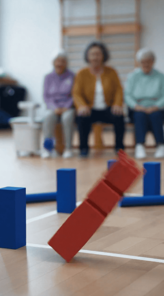 Bewegungsspiel Reha Klinik - Indoor Kubb Set für Patienten